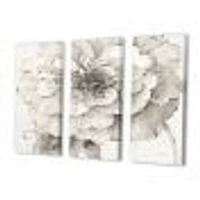 Indigold Grey Peonies I Canvas Wall Art - 3 Panels