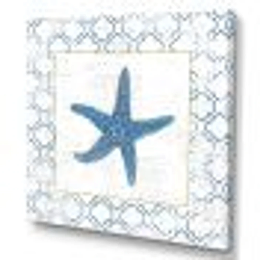 Navy Starfish with Gold  Canvas Wall Art