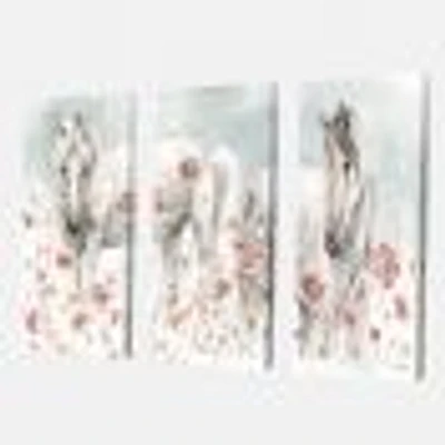 Toile « Watercolors Pink Wild Horses