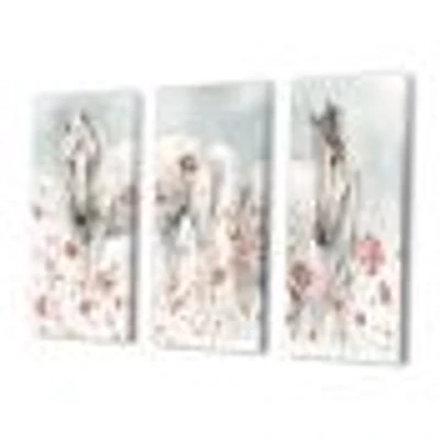 Watercolors Pink Wild Horses  Canvas Wall Art