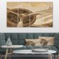 Retro Airplanes Sepia Canvas Wall Art - 4 Panels