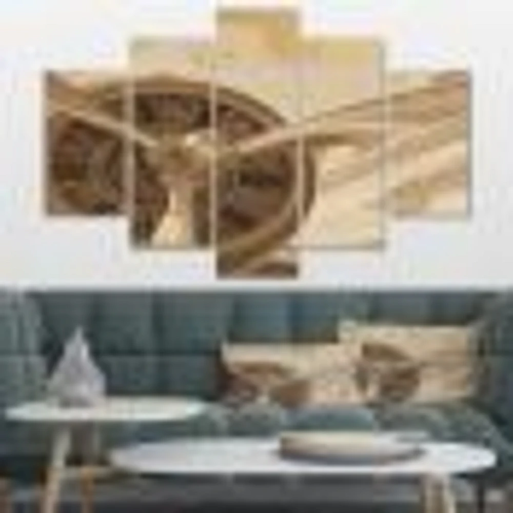 Retro Airplanes Sepia Canvas Wall Art - 4 Panels