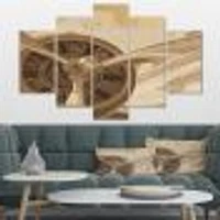 Retro Airplanes Sepia Canvas Wall Art - 4 Panels