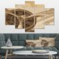 Retro Airplanes Sepia Canvas Wall Art - 4 Panels