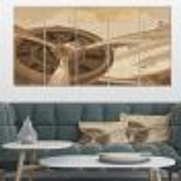 Retro Airplanes Sepia Canvas Wall Art - 4 Panels