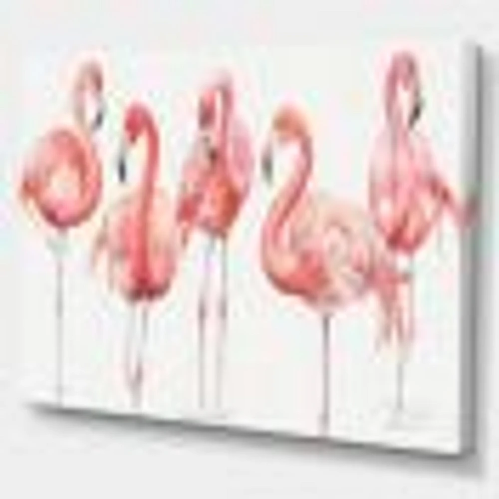 Gracefully Pink Shabby Flamingo  Canvas Wall Art