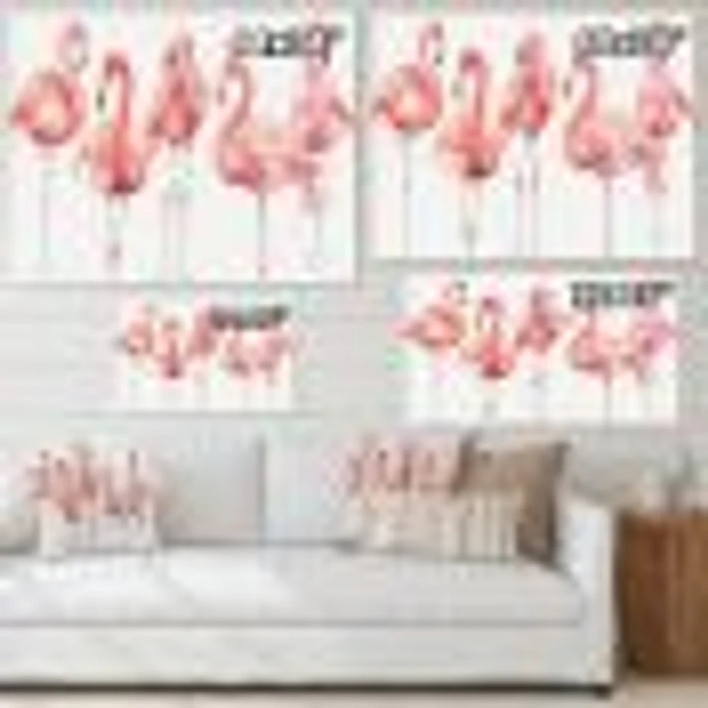 Gracefully Pink Shabby Flamingo  Canvas Wall Art