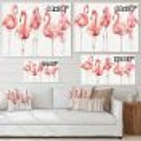 Gracefully Pink Shabby Flamingo  Canvas Wall Art