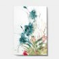 Wild Blue Abstract Farmhouse Flowers Wall Art