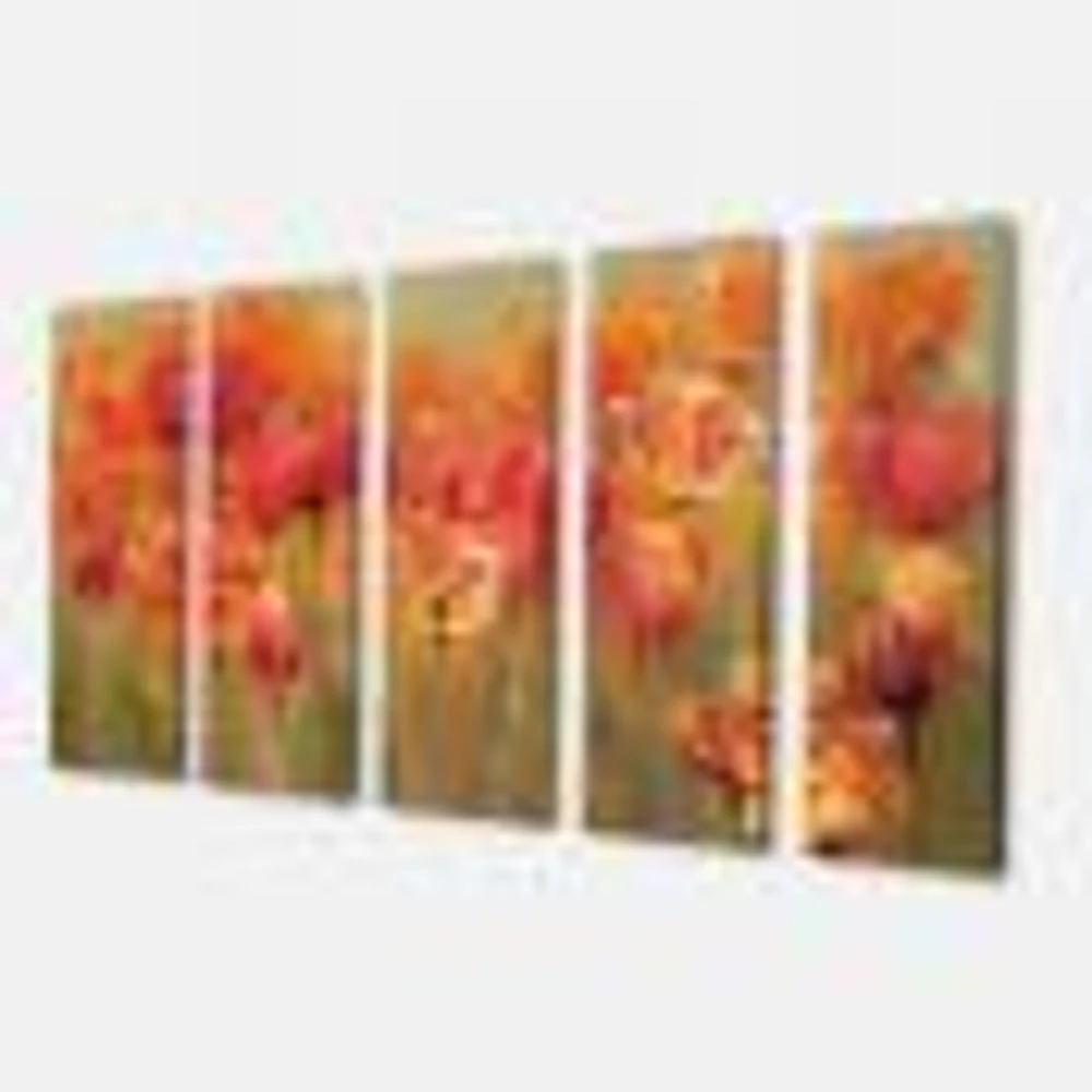 Red Tulips Canvas Wall Art Panels