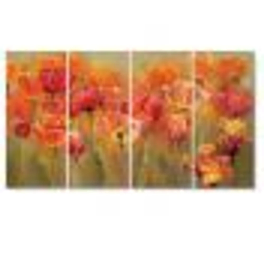 Red Tulips Canvas Wall Art Panels