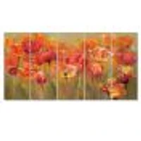 Red Tulips Canvas Wall Art Panels