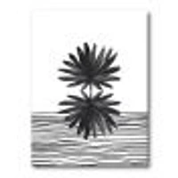 Black and White Tropical Leaf on Striped II  Wall Art