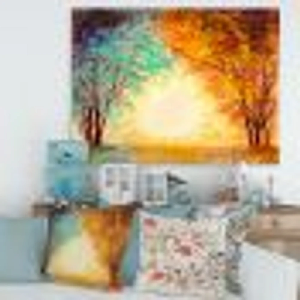 Alley Through The Park Autumn Sunset  Wall Art