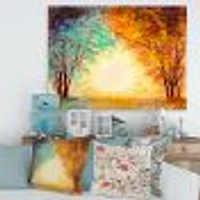 Alley Through The Park Autumn Sunset  Wall Art