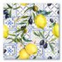 Toile « Lemon Ornament on Blue al Pattern III