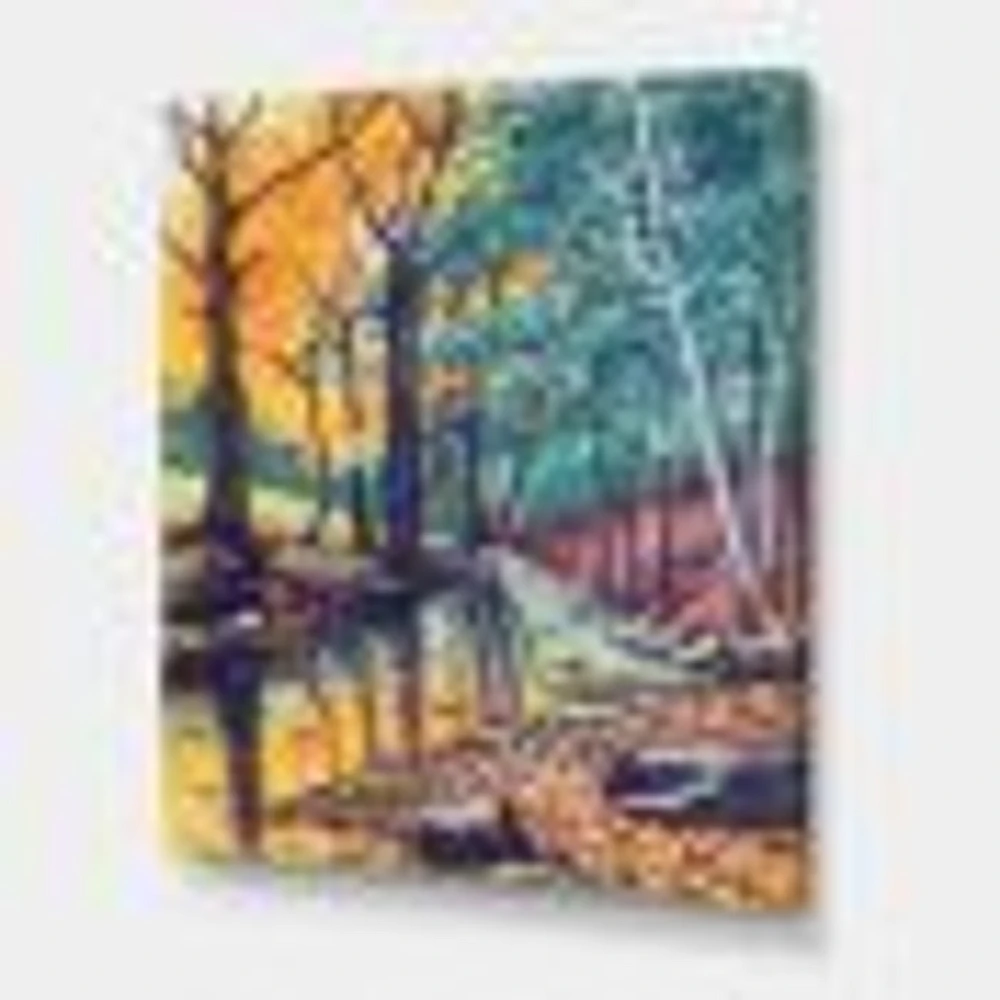 Toile « Landscape with River Autumn Forest Sunset »