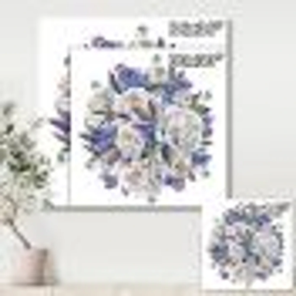 Bouquet Peonies White and Blue  Wall Art