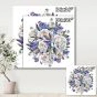 Bouquet Peonies White and Blue  Wall Art