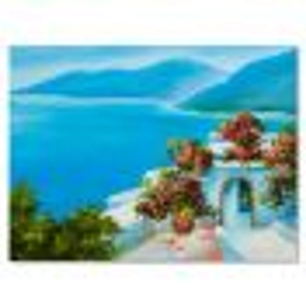 House Near The Sea Colorful Flowers I  Wall Art