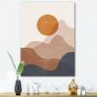 Red Moon Earth Toned Mountains II Wall Art