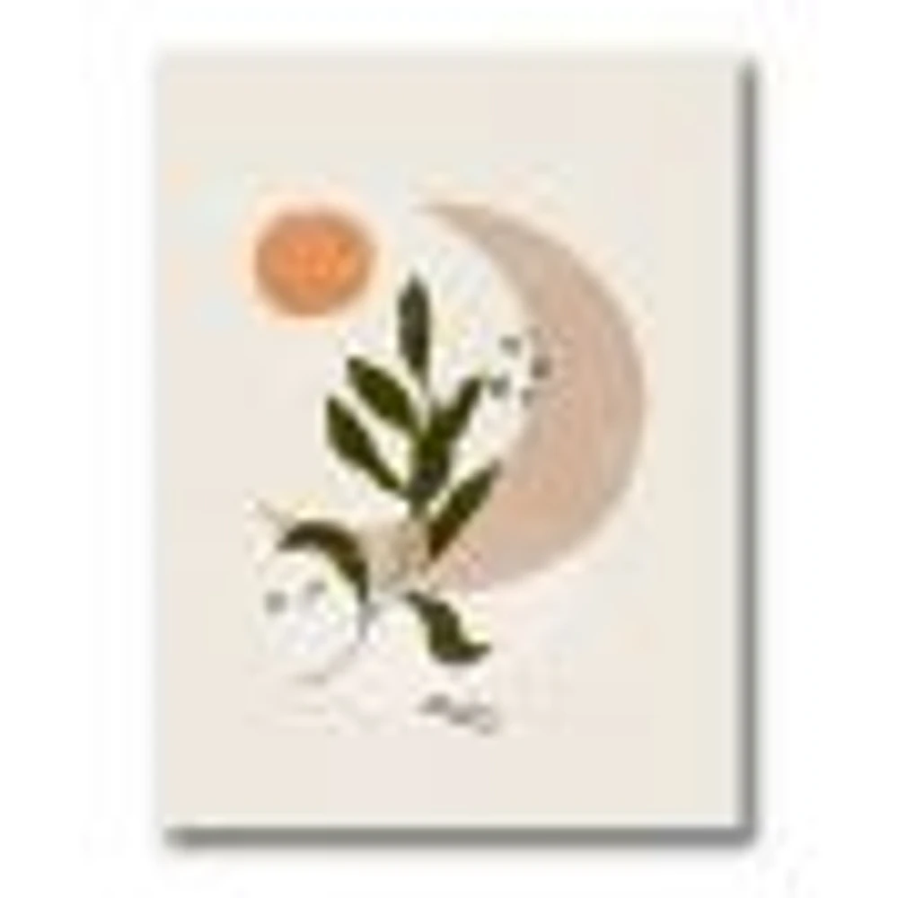 Abstract Geometrical Moon with Leaf I  Wall Art