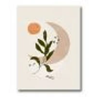 Abstract Geometrical Moon with Leaf I  Wall Art