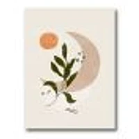 Abstract Geometrical Moon with Leaf I  Wall Art