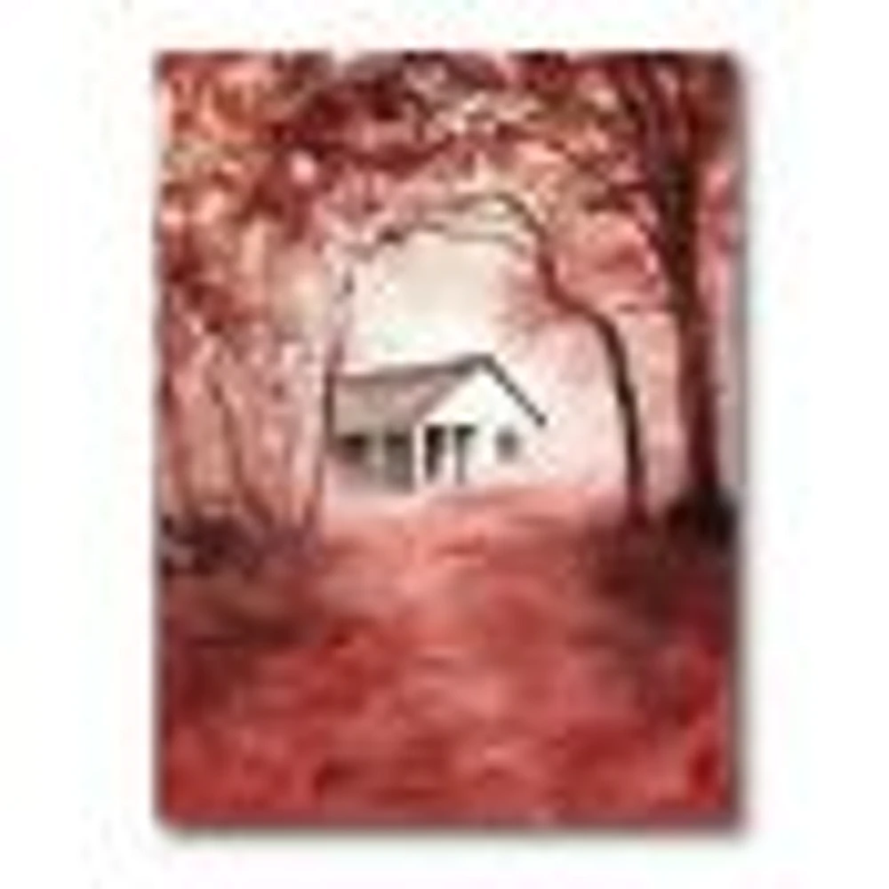 House Red Autumn Woods  Wall Art