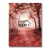 House Red Autumn Woods  Wall Art