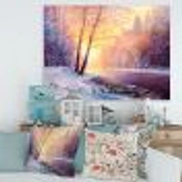 Winter Scenery with Bridge of Meandering River II  Wall Art