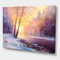 Winter Scenery with Bridge of Meandering River II  Wall Art