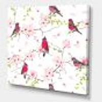 Red Bullfinches on Magnolia Tree  Wall Art