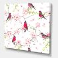 Red Bullfinches on Magnolia Tree  Wall Art