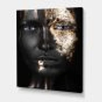 Portrait of A Afro American Girl with Gold Makeup  Wall Art