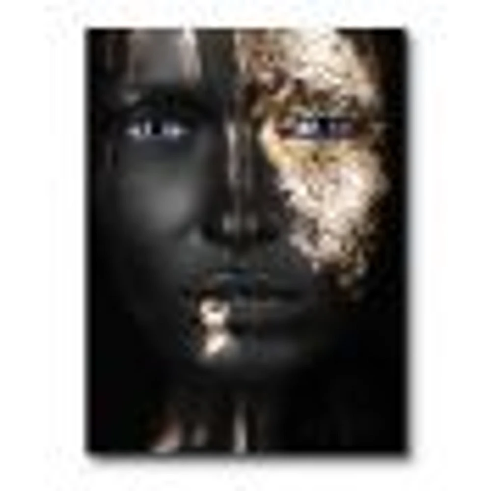 Portrait of A Afro American Girl with Gold Makeup  Wall Art