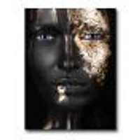 Portrait of A Afro American Girl with Gold Makeup  Wall Art