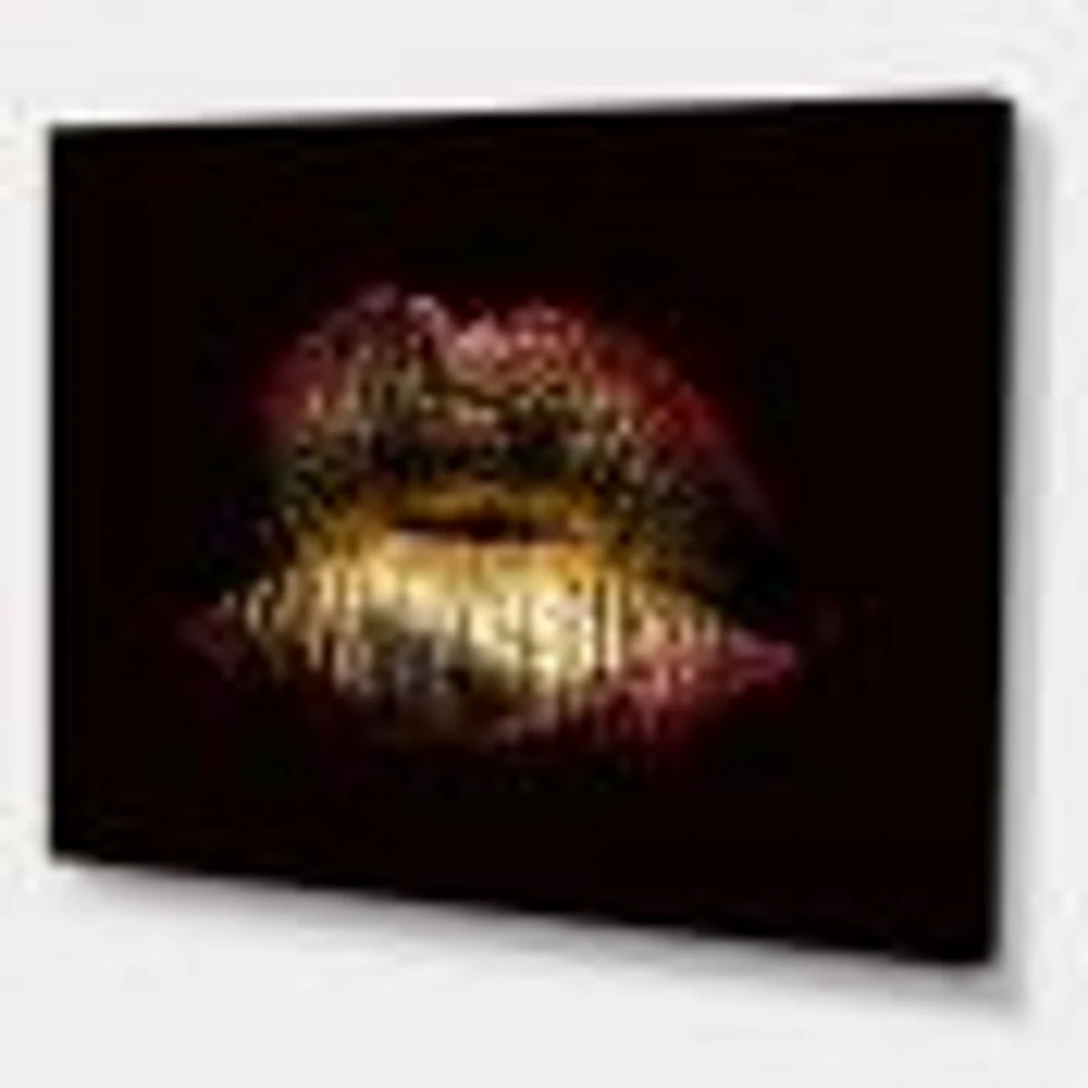 Sexy Golden Metallized Female Lips IV  Wall Art