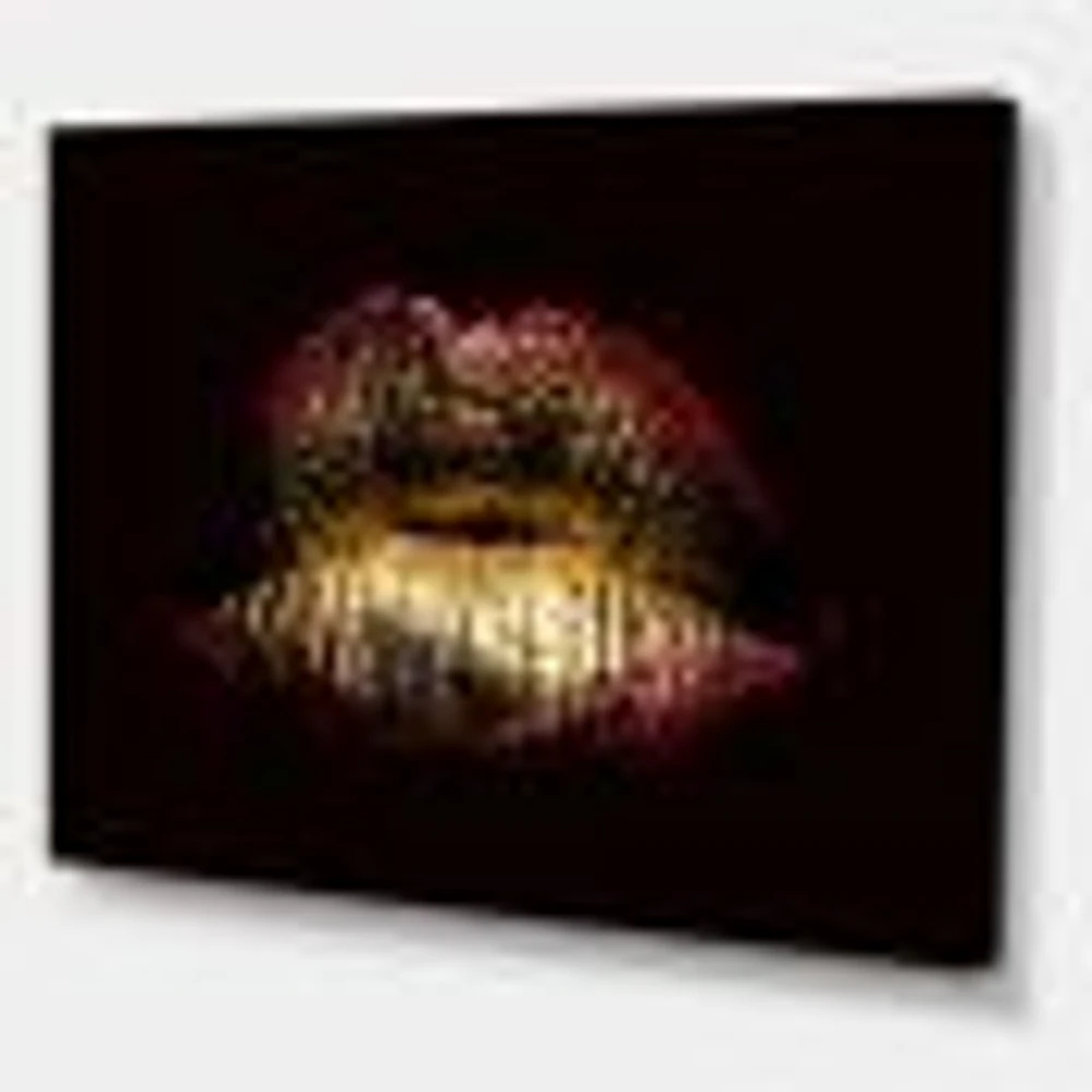 Toile « Sexy Golden Metallized Female Lips IV