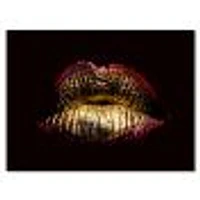 Sexy Golden Metallized Female Lips IV  Wall Art