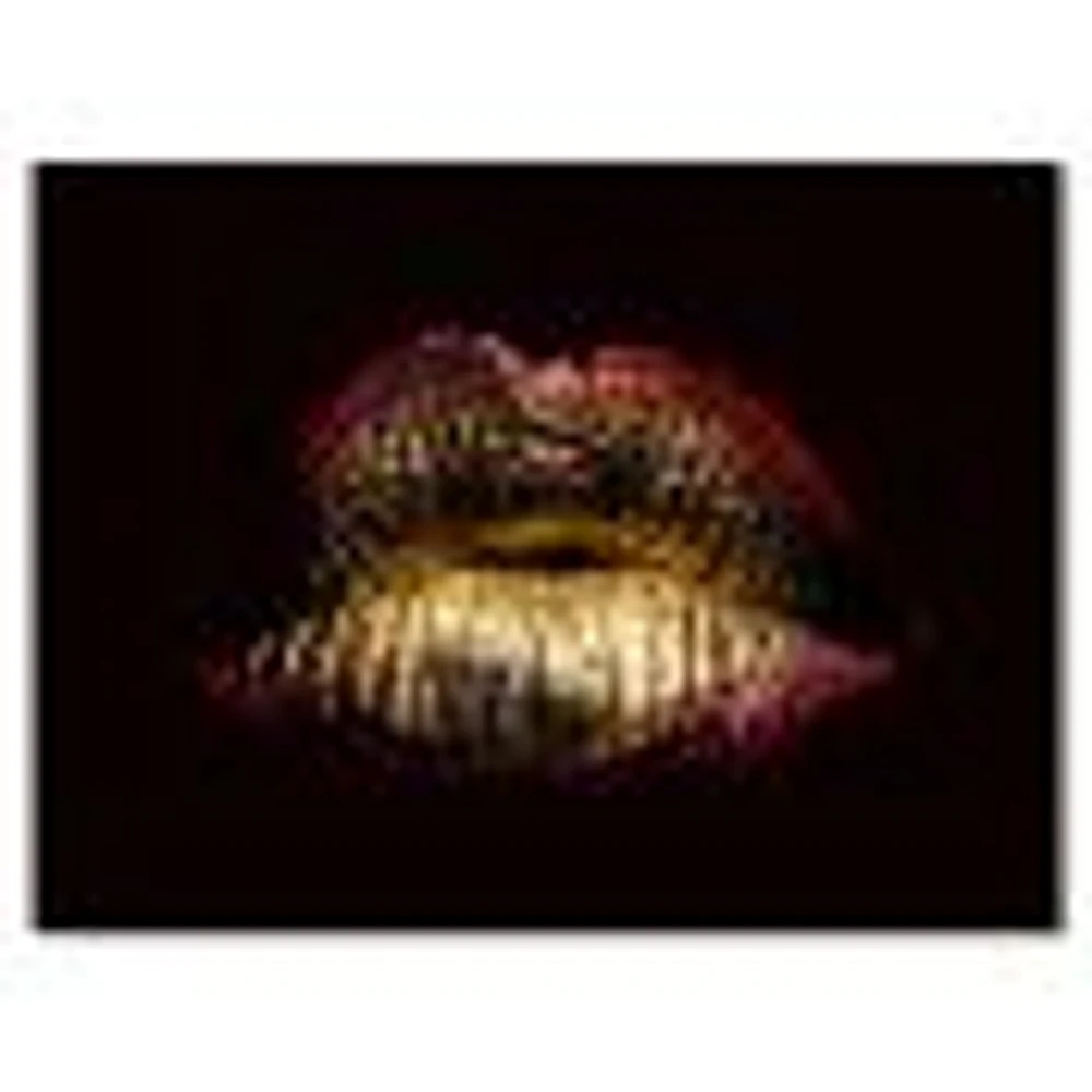 Sexy Golden Metallized Female Lips IV  Wall Art