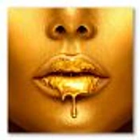 Gold Paint Drips From Sexy Woman Lips  Wall Art