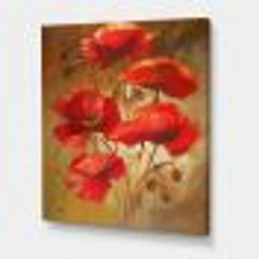 Red Blossoming Poppies IV  Wall Art