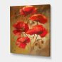 Red Blossoming Poppies IV  Wall Art