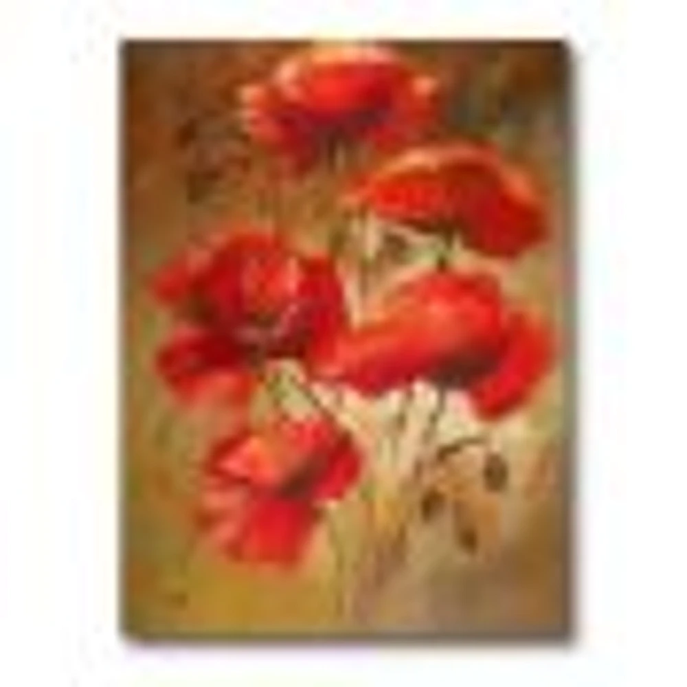 Red Blossoming Poppies IV  Wall Art