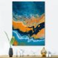 Abstract Marble Composition Blue and Orange IV  Wall Art