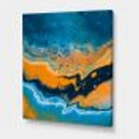 Abstract Marble Composition Blue and Orange IV  Wall Art