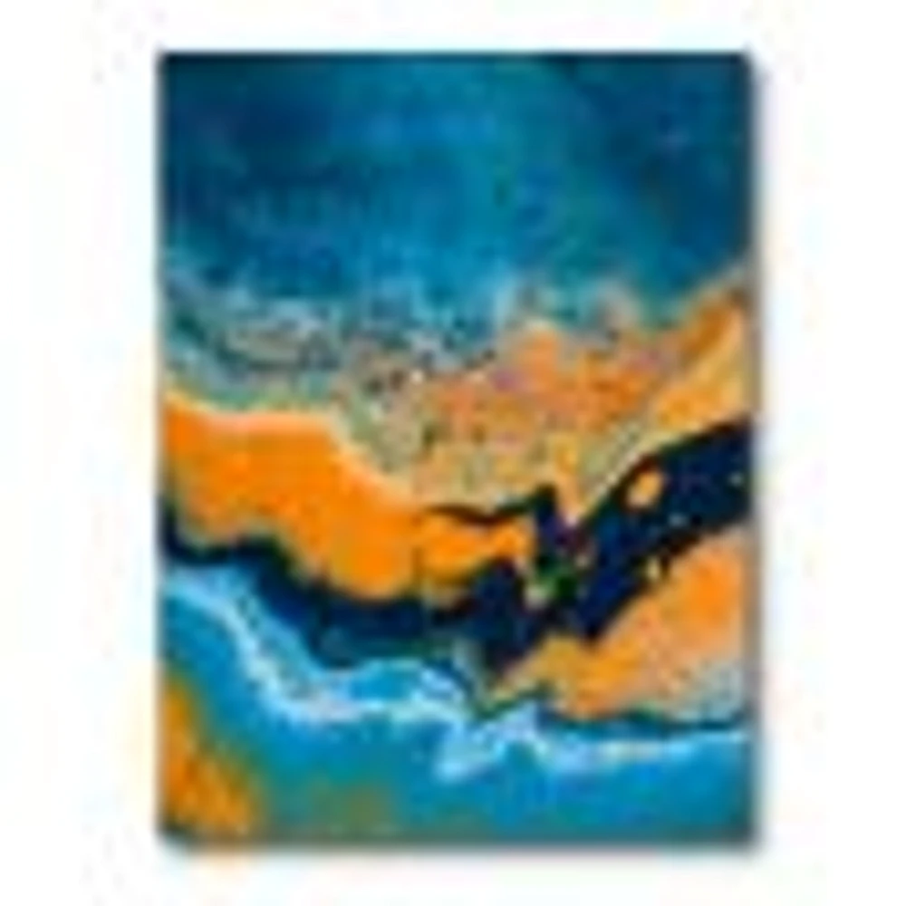 Abstract Marble Composition Blue and Orange IV  Wall Art