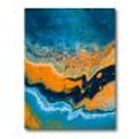 Abstract Marble Composition Blue and Orange IV  Wall Art