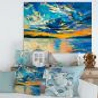 Cloudy Wide Open Sunset Over Ocean Horizon  Wall Art